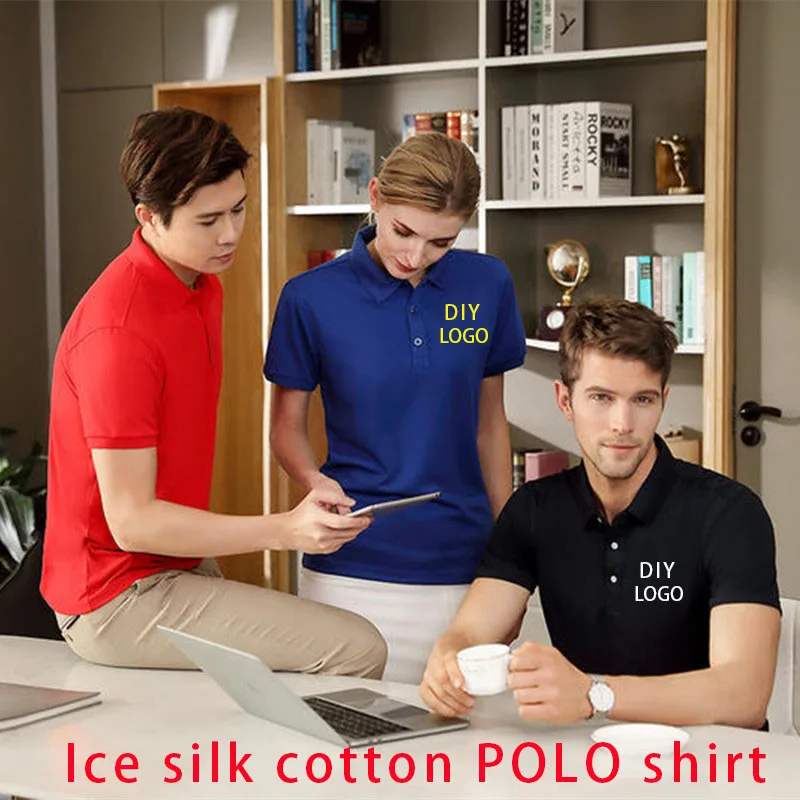 Ice silk cool Work Clothes polo shirt custom pure cotton corporate culture short-sleeved T-shirt embroidery printing logo word