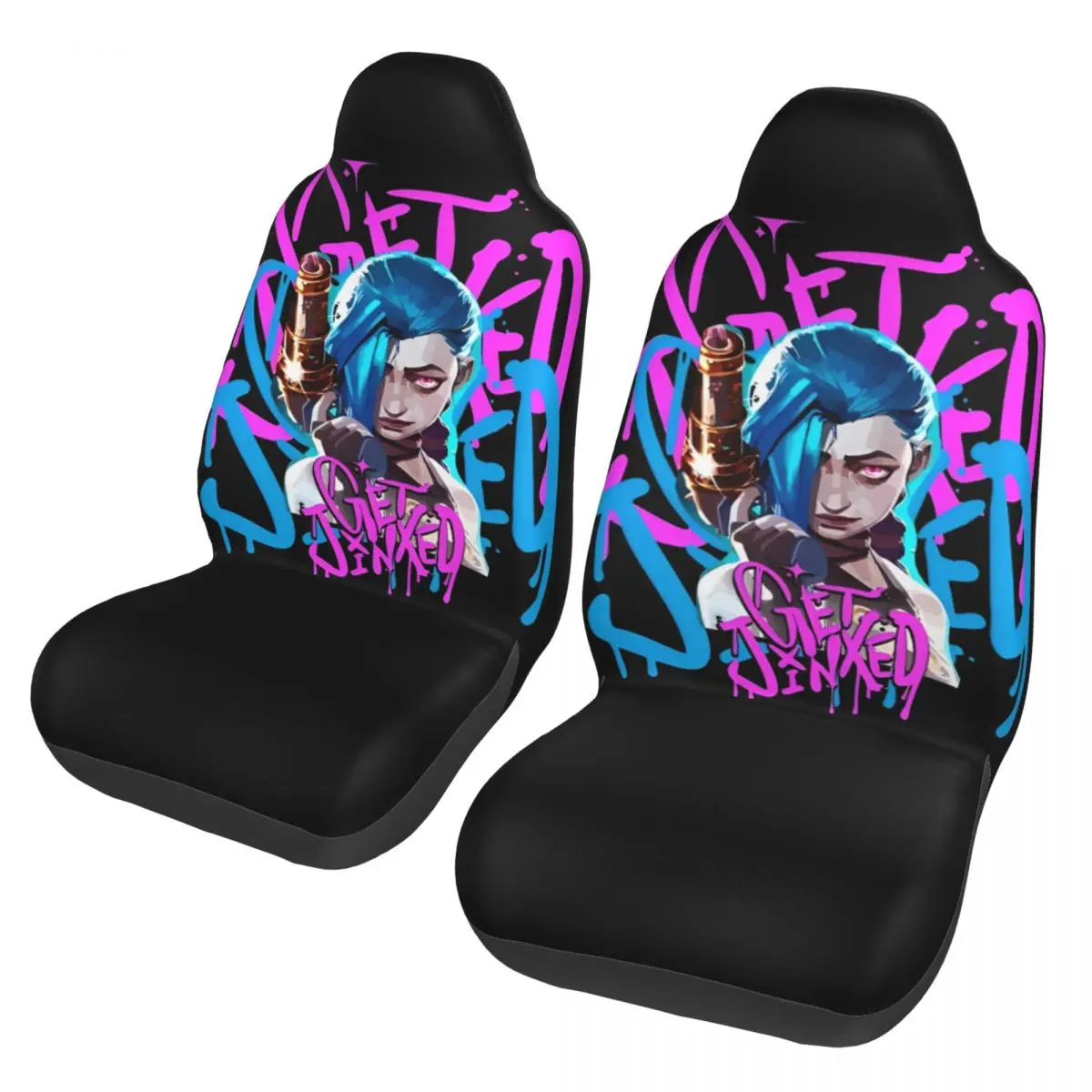 Jinx Anime Chaos Is My Calling Universal Car Seat Cover Four Seasons Travel Arcane Game Car Seat Mat Polyester Hunting