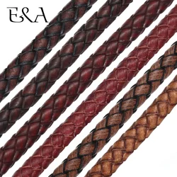 1Meter 6mm Round Genuine Braided Leather Rope String Uninterrupted Cord Bracelet Jewelry Craft Making DIY Findings Accessories