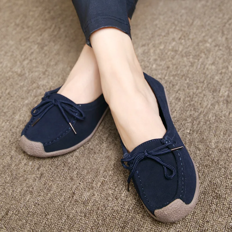 Suede Leather Flat Shoes for Women Casual Comfortable Slip On Light Walking Shoes New 2023 Autumn Flats Women Loafers WSH4652