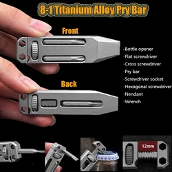 Titanium Alloy Telescopic Crowbar Bottle opener EDC Tools Screwdriver Wrench Hand Outdoor Camping EDC Tools With 3 Batch Head