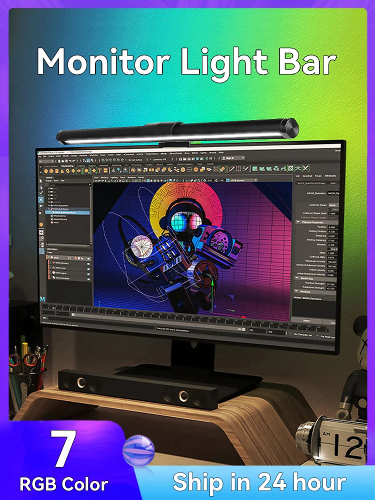 Schreibtischlampen für PC-Monitor, dimmbare LED-Lampe, magnetische Bürobeleuchtung, stufenlose Monitor-Hängeleuchte für PC-Bildschirm, RGB