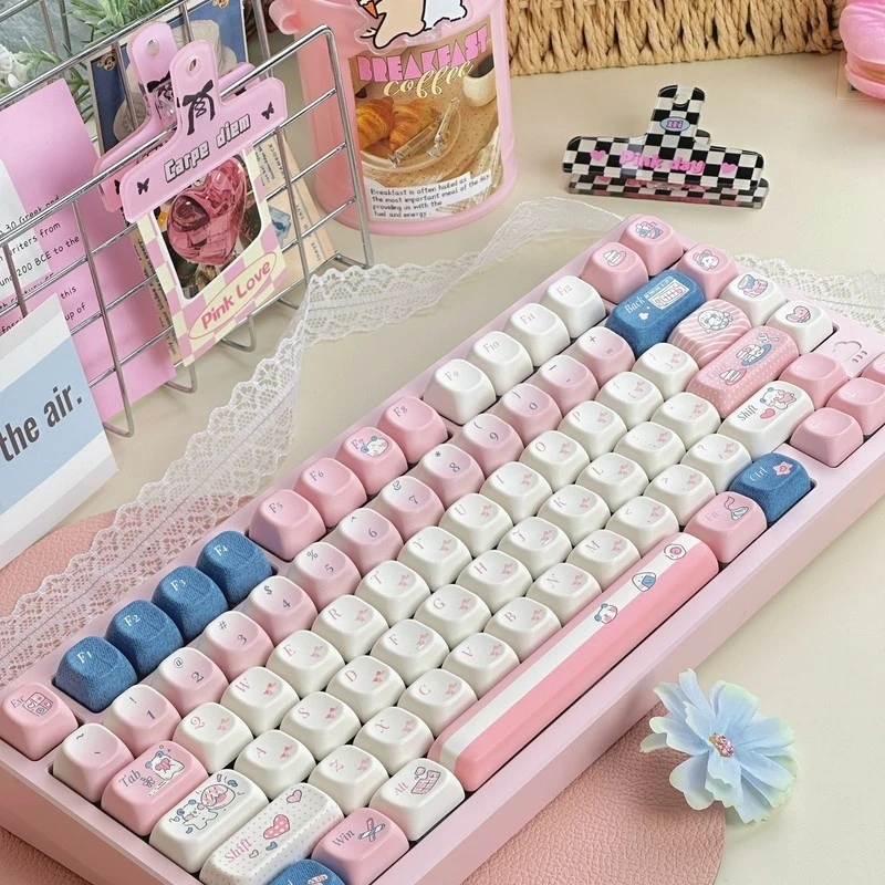 Pure Heartbeat SOA Height PBT Creative Keycaps 150keys Thermal Sublimation Cute Pink Mechanical Keyboard Keycaps Gifts