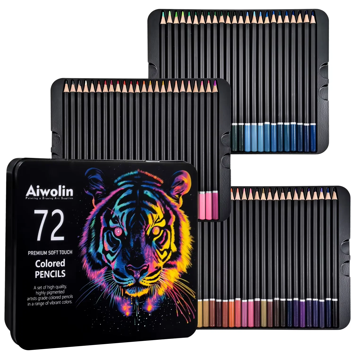 Lápices de colores acuarelables/metálicos - Juego de 72 lápices para pintura artística profesional - Hermosos efectos de mezcla con el método húmedo o seco