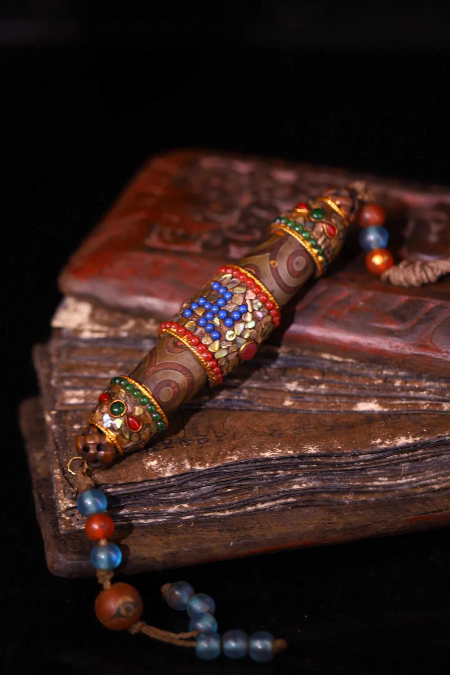 Old Natural Agate Mosaic Gem gZi Beads Turquoise Wanzi symbol Nine eyed Buddha beads Dzi bead Pendant Amulet Dharam