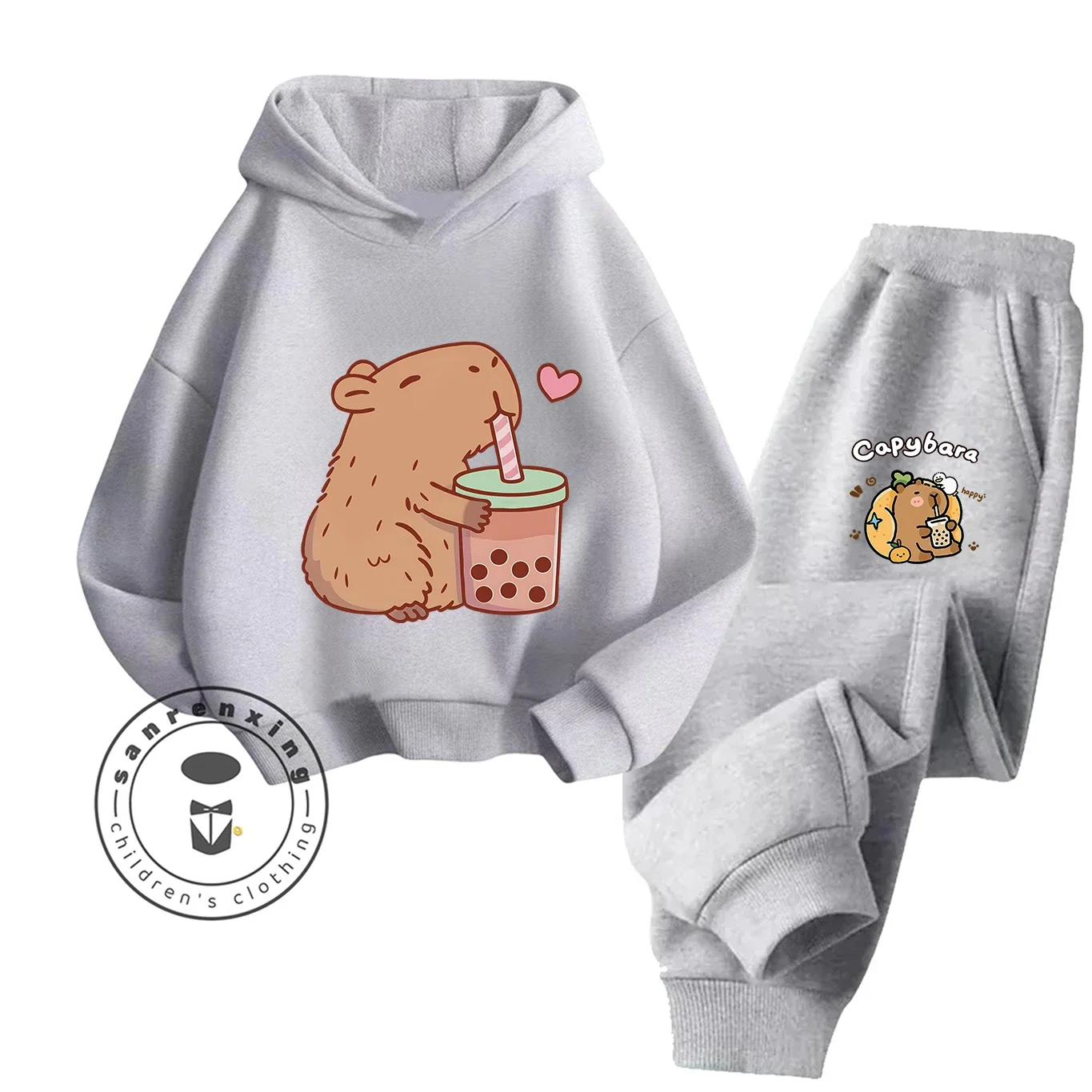 كابيبارا 2D طباعة هوديي مجموعة 2025 موضة جديدة عادية للأطفال المراهقين بنين بنات رائجة البيع الخريف الشتاء