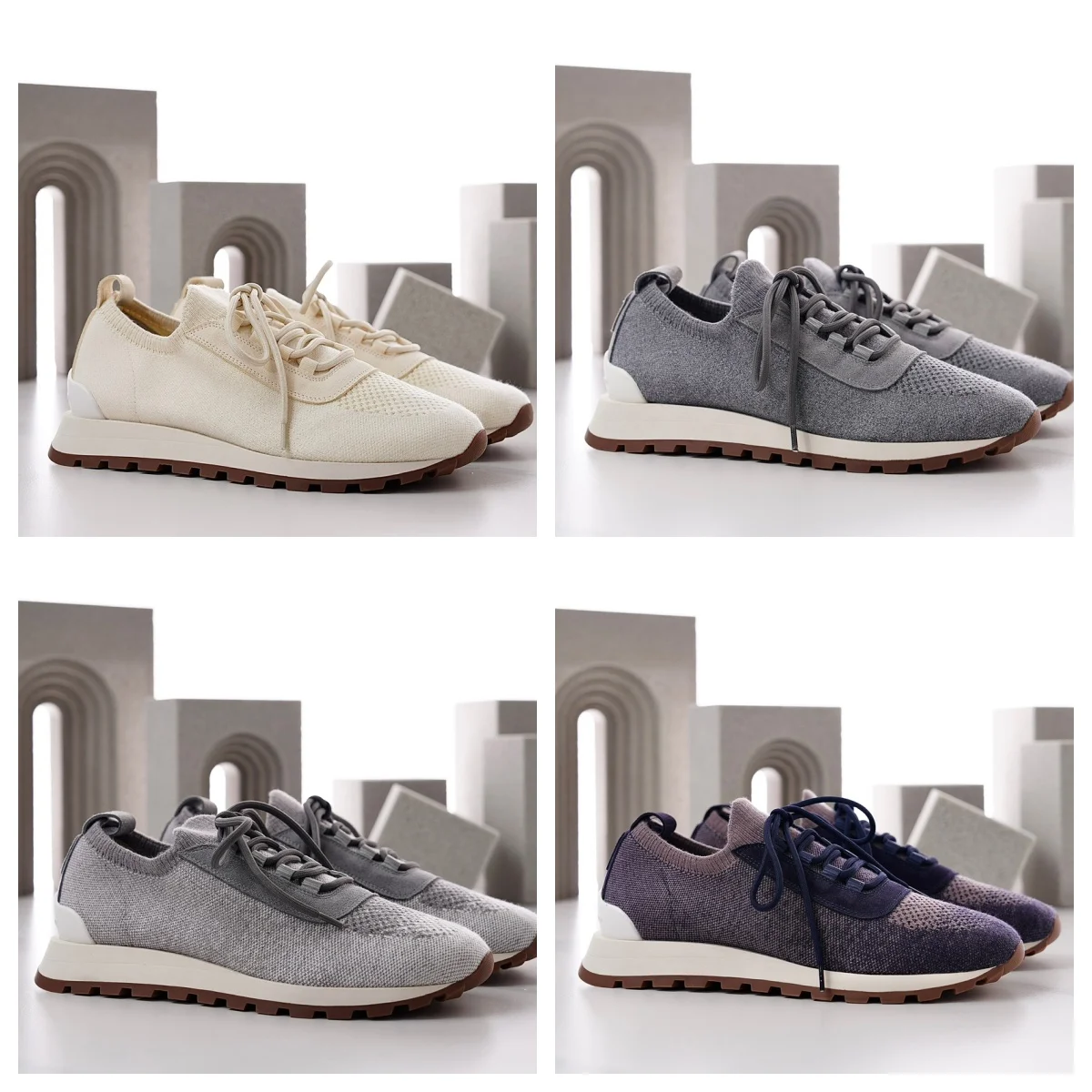 New Knitted Breathable Sneakers For Men, Lace‑Up Platform Flat Casual Shoes, Round Toe Summer Daily Walking Footwear_vogvips.com