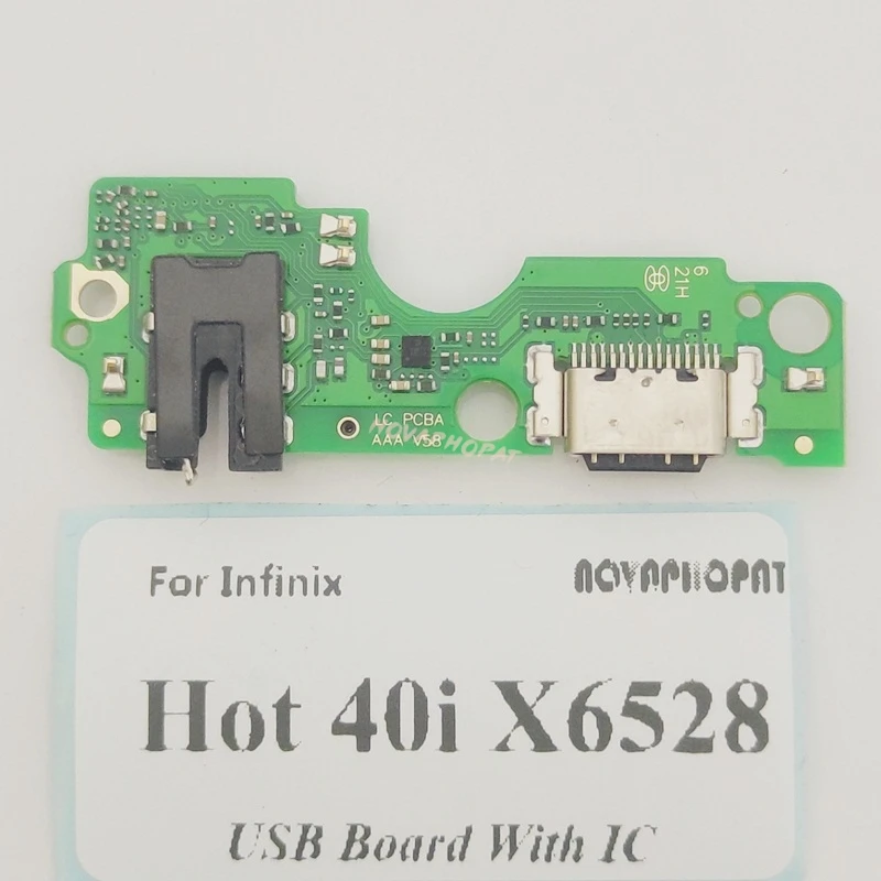 For Infinix Hot 40i X6528 X6528B USB Dock Charger Port Plug Headphone Audio Jack Microphone Charging Board With IC