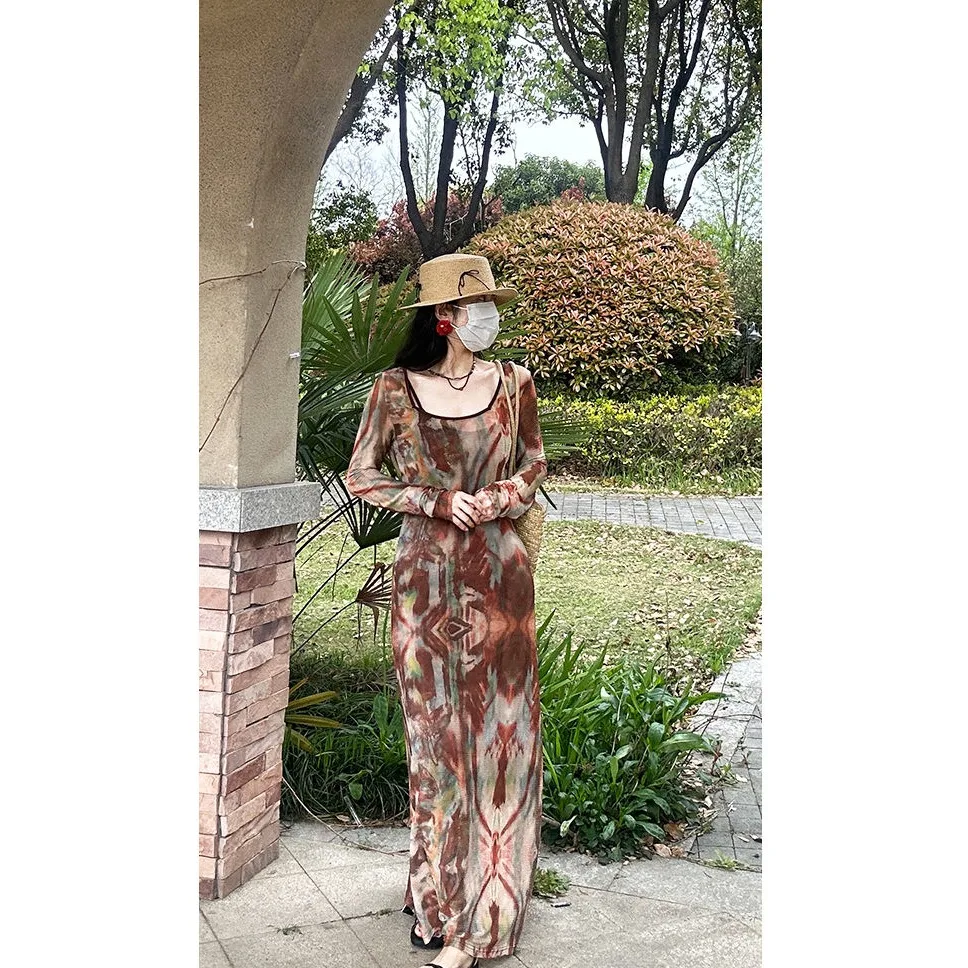 

Женская юбка-макси с принтом на бретельках Long Sve Dr Sun Protection, повседневная юбка Fairy из полиэфирного волокна