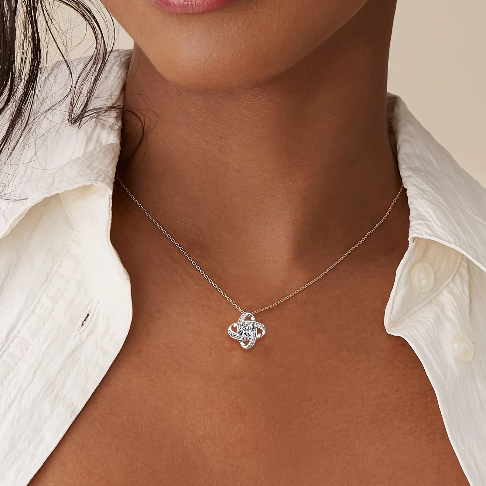 Elegant Infinity Knot Necklace, Birthday Gifts and Special Occasion Gifts for Mom, Warm Family Gift, Includes Card & Gift Box