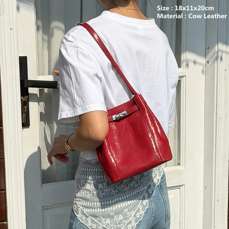 

Genuine Cow Leather Women Bags Handbags Bucket Bag Fashion Tote Bag Leather Luxury Desginer Crossbody Bag Large Lady Hand Bags