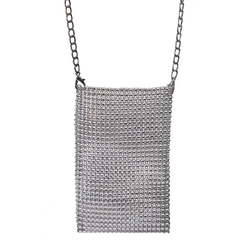 Damska torba na ramię cekinowa dekoracja damska torebka ze stali nierdzewnej metalowy łańcuszek sukienka z paskiem wieczorowa mini torba do klubu na imprezę torba na ramię — zdjęcie 2