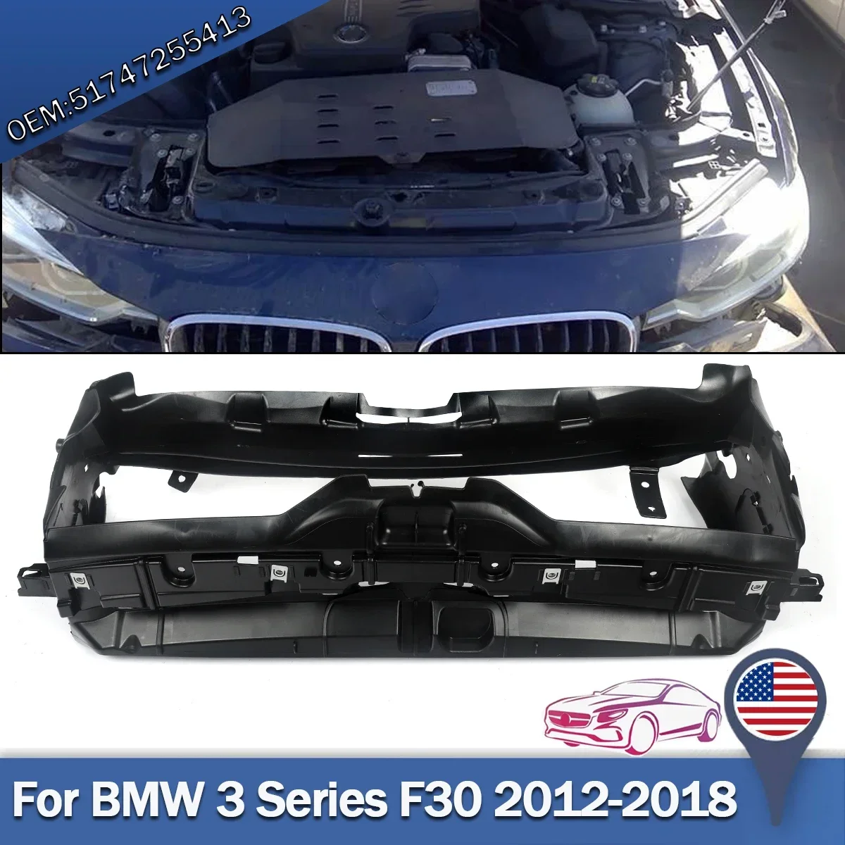 

Air Duct - Behind Kidney Grilles to Radiator For BMW F30 320i 328d 335i xDrive