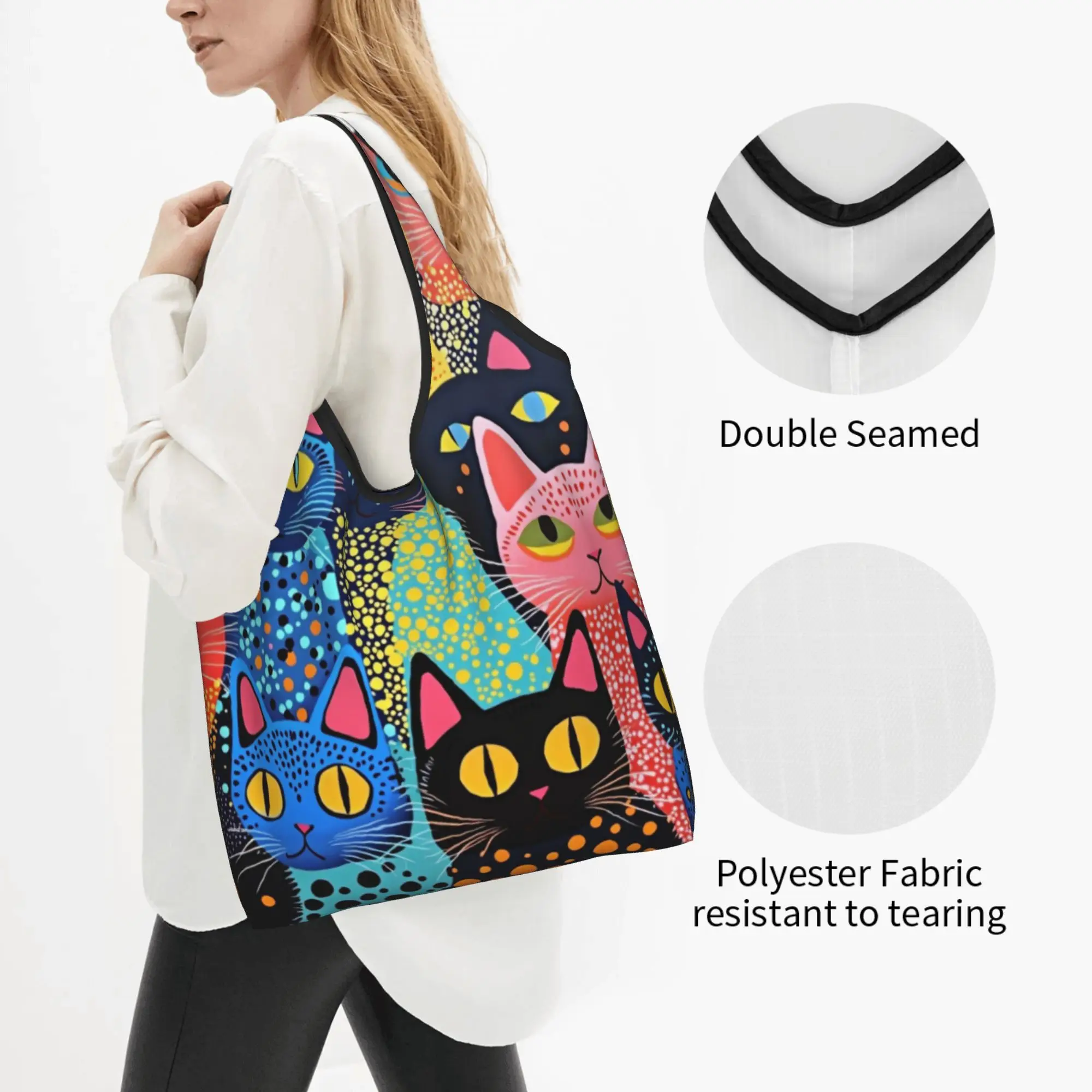 Yayoi Kusama Abstract Painting  Groceries Shopping Tote Bags Women Kawaii  Shoulder Shopper Bags Big Capacity Handbags