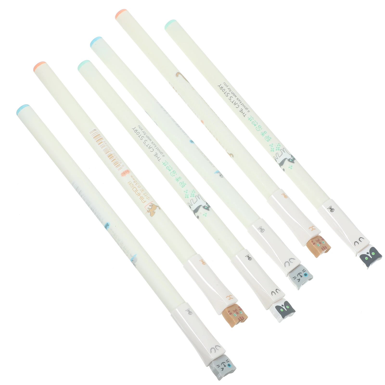 6 قطعة أقلام القط Kawaii هلام القلم الحبر الأسود لطيف القرطاسية لكتابة الطلاب مدرسة مكتب المنزل استخدام الكرتون تصميم السلس