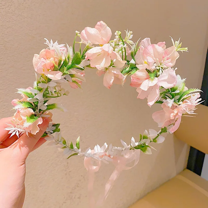 Children Headband Wearing Flowers Hair Hoops Flower Garlands Baby Photography Props Bebe Girl Headwear Photography Accessories