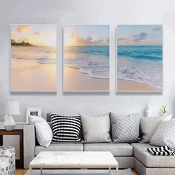 Blue Sea Beach Landscape Posters and Prints Natural Seascape Canvas Painting Modern Wall Art Picture for Living Room Paintings