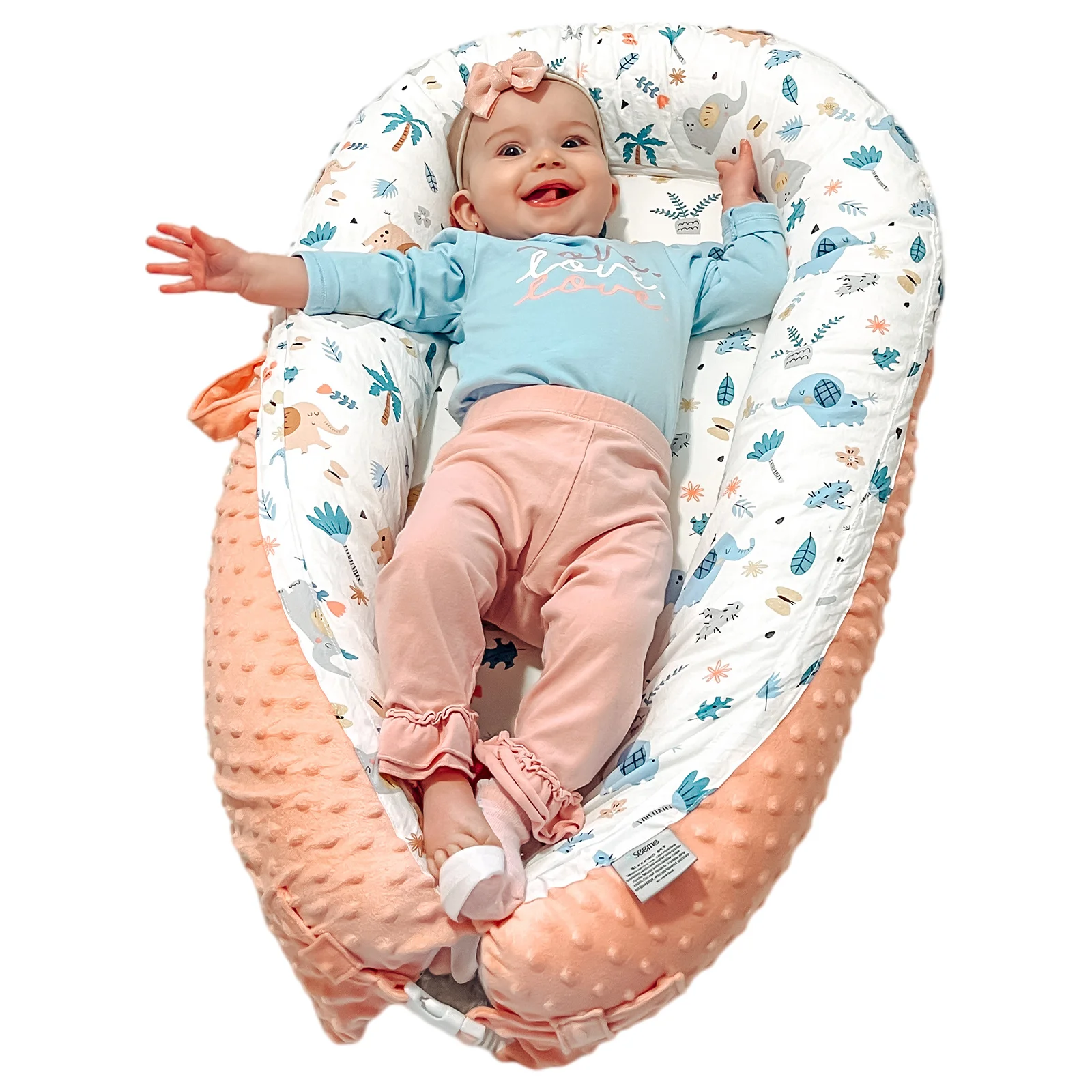 90*55cm Baby Nest Bed with Pillow Portable Crib Travel Bed Infant Toddler Cotton Cradle for Newborn Baby Bed Bassinet Bumper ﻿