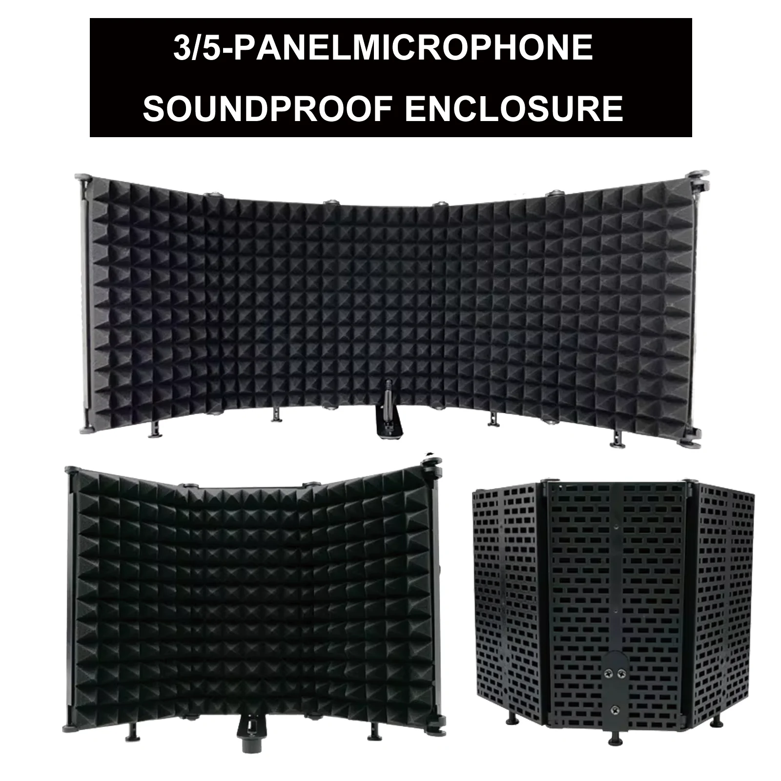 Miwayer 3/5-Panel Mic Isolation Shield High-Density Foam Soundproof Cover for Studio Recording Podcast Noise Reduction