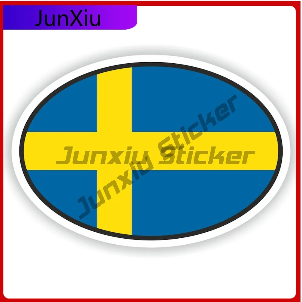 

Sweden Oval Sticker with Flag Cute Boat Helmet Anti UV Auto Accessories Vinyl Decal For Car Truck SUV Window Bumper Laptop