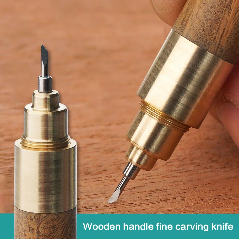 Pottery Tools Wooden Handle Hand Carving Knife Thin Head Alloy Pen Clay Carving Knife Line Modeling Carving Tool with Lid