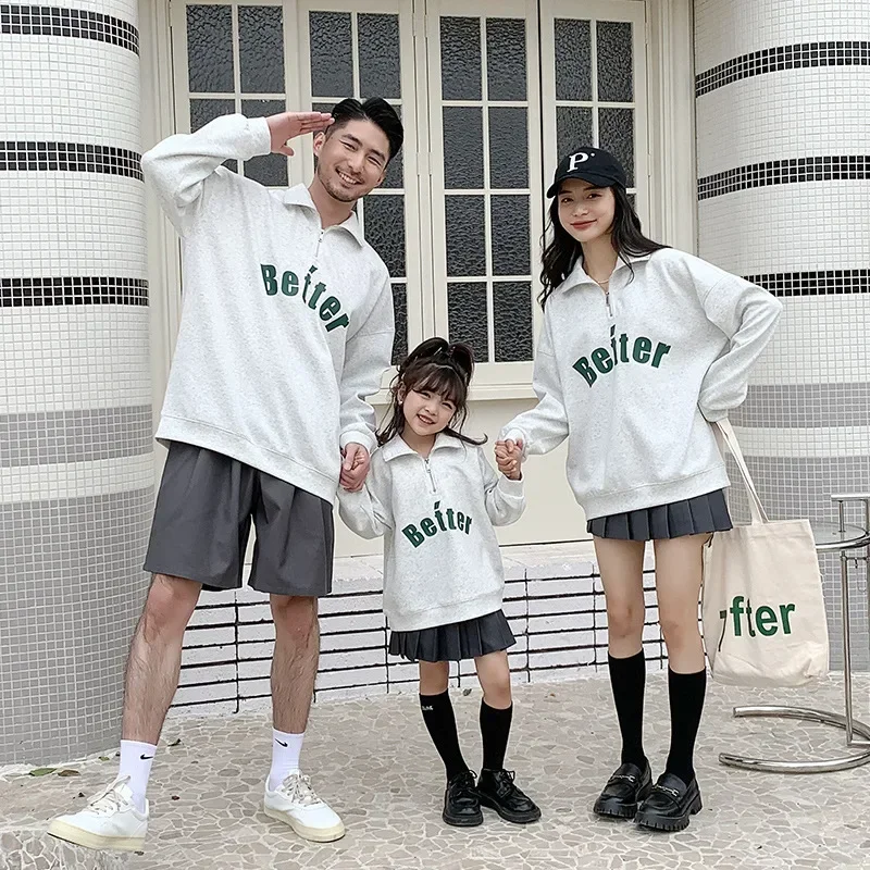 2024 Family Shirt New Same Mom And Daughter Clothes Dad And Son Children Matching Sweatshirt Equal Clothing Korean Fashion Women