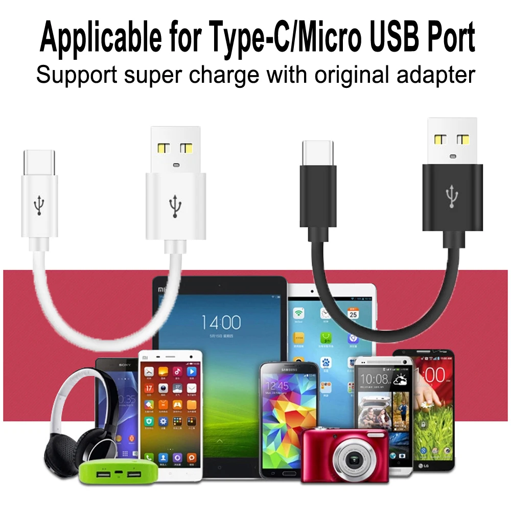 Type C Micro USB Cable 10/20cm Short Fast Charging For Samsung Xiaomi Huawei Android Phone Sync Data Cord USB Adapter Wire