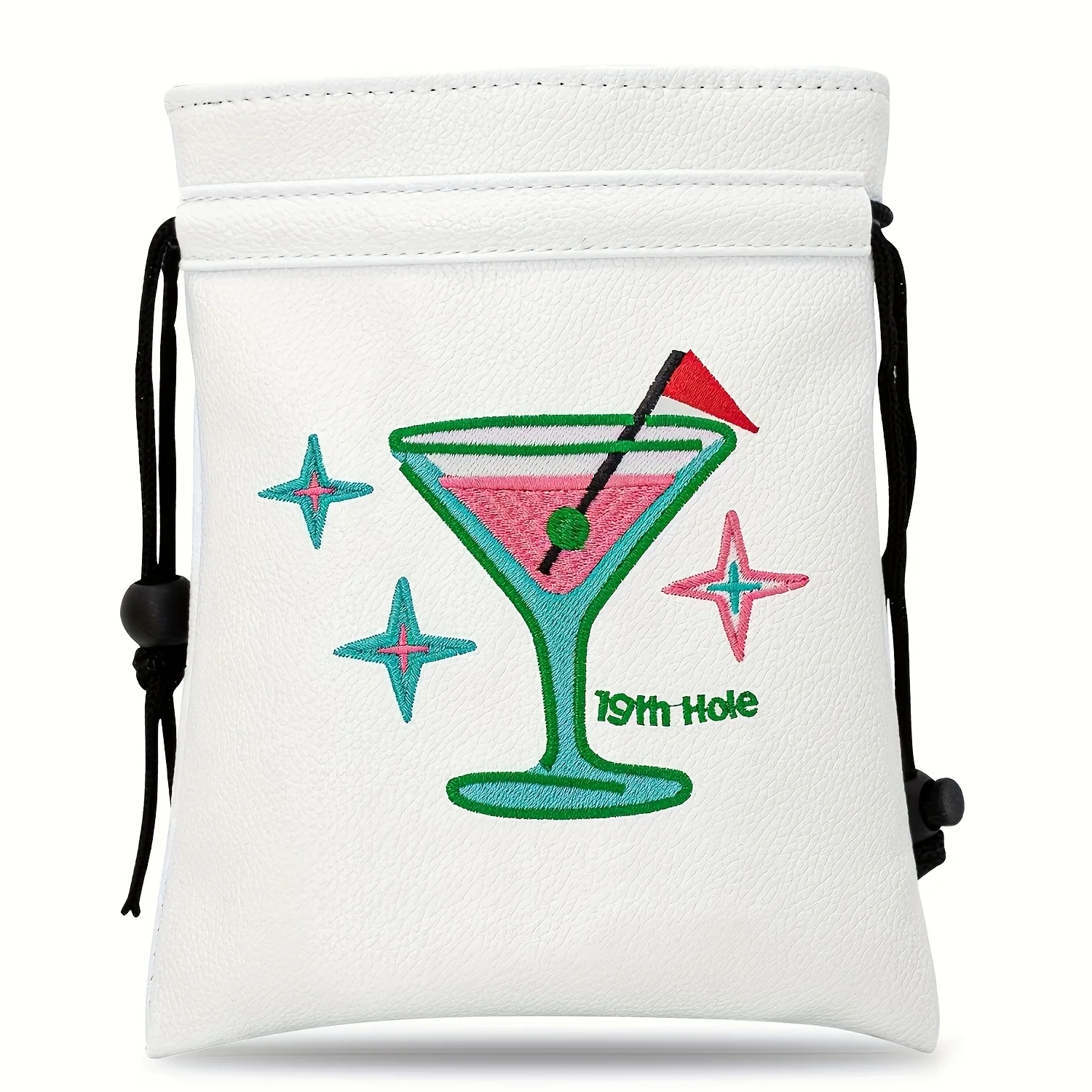1pc Juice Cup Style Golf Bag with Drawstring Closure, Portable Durable Faux PU Golf Ball & Tee Pouch with Drawstring