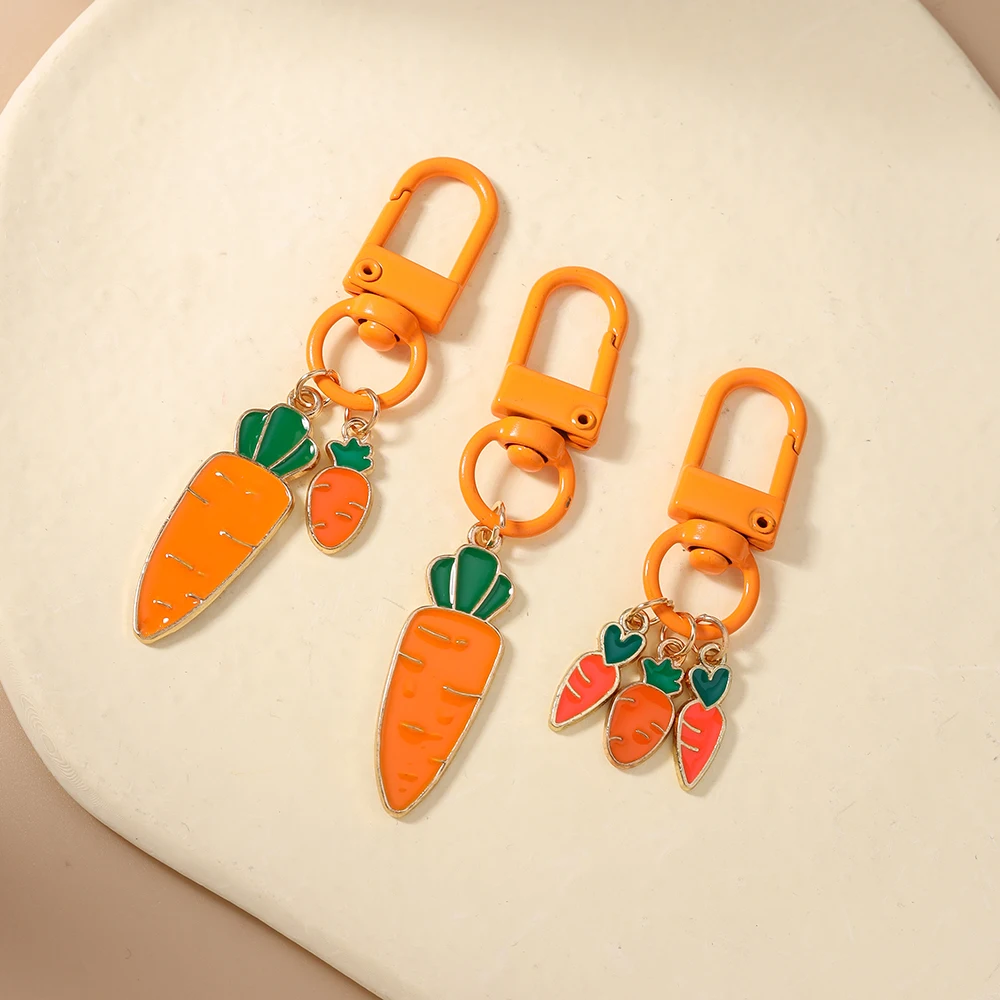 Aihua 3 Stück/Set Niedlicher Karotten-Schlüsselanhänger Lieblicher Karotten-Schlüsselring Anhänger für Frauen Mädchen Handtaschen-Deko DIY Handgemachter Schmuck Geschenke – Detail 6
