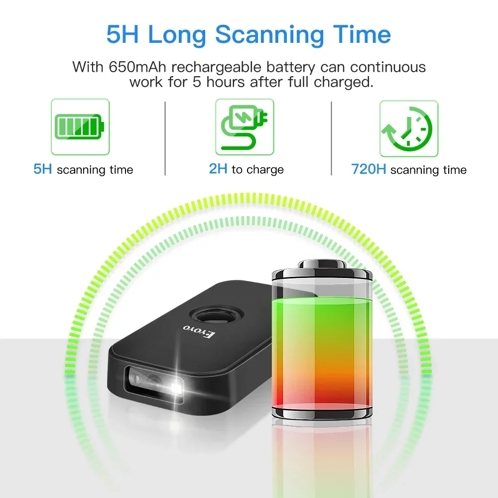 Imagem -05 - Eyoyo-mini Bluetooth Barcode Scanner 2d 3-em1 1d qr Pdf417 Data Matrix Leitor de Código de Barras Digitalização de Tela Ccd para Telefones Tablet pc