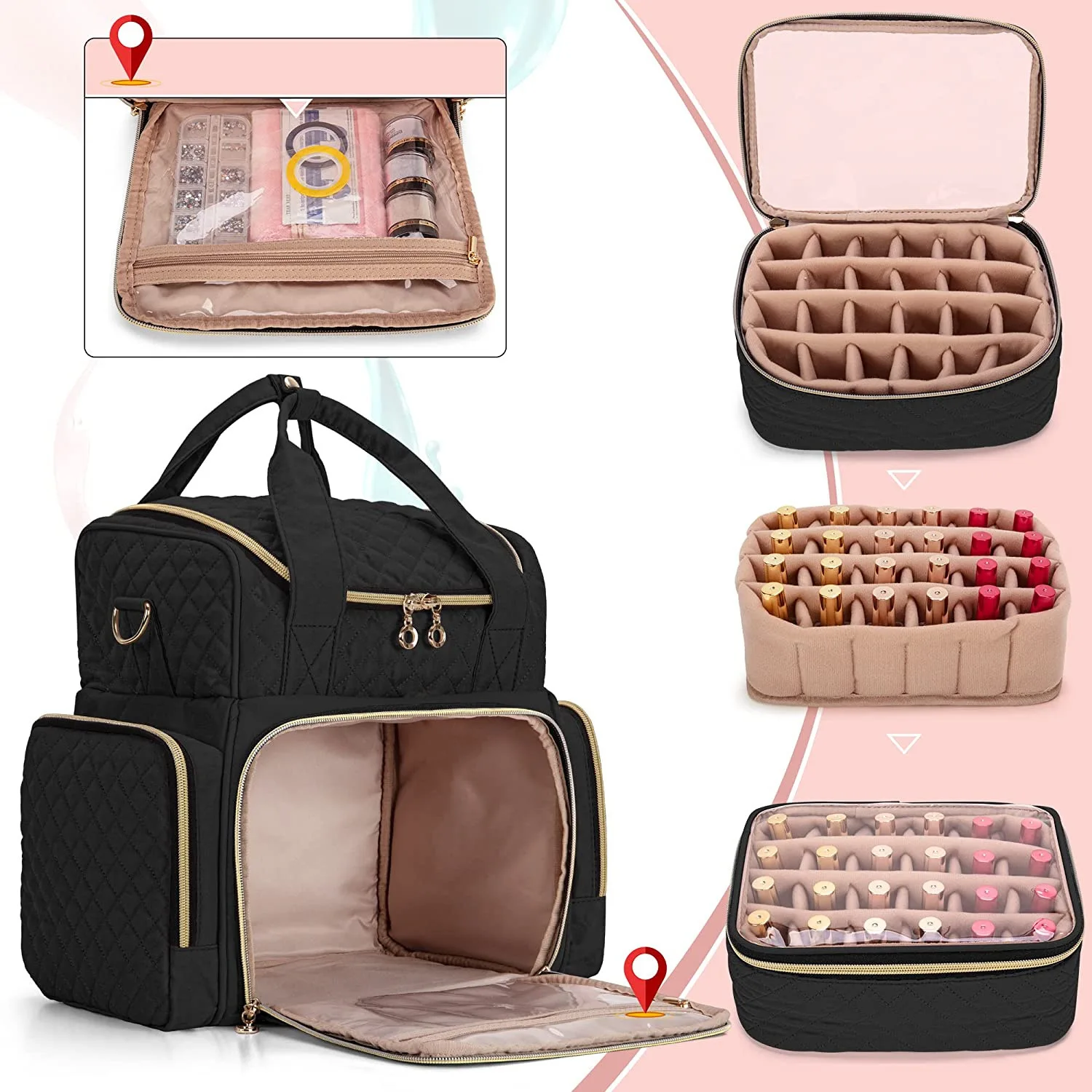 Imagem -04 - Maquiagem Bonita Storage Bolsa Bolsas Cosméticos Case Polonês Nail Lamp Grupo Travel Organizer