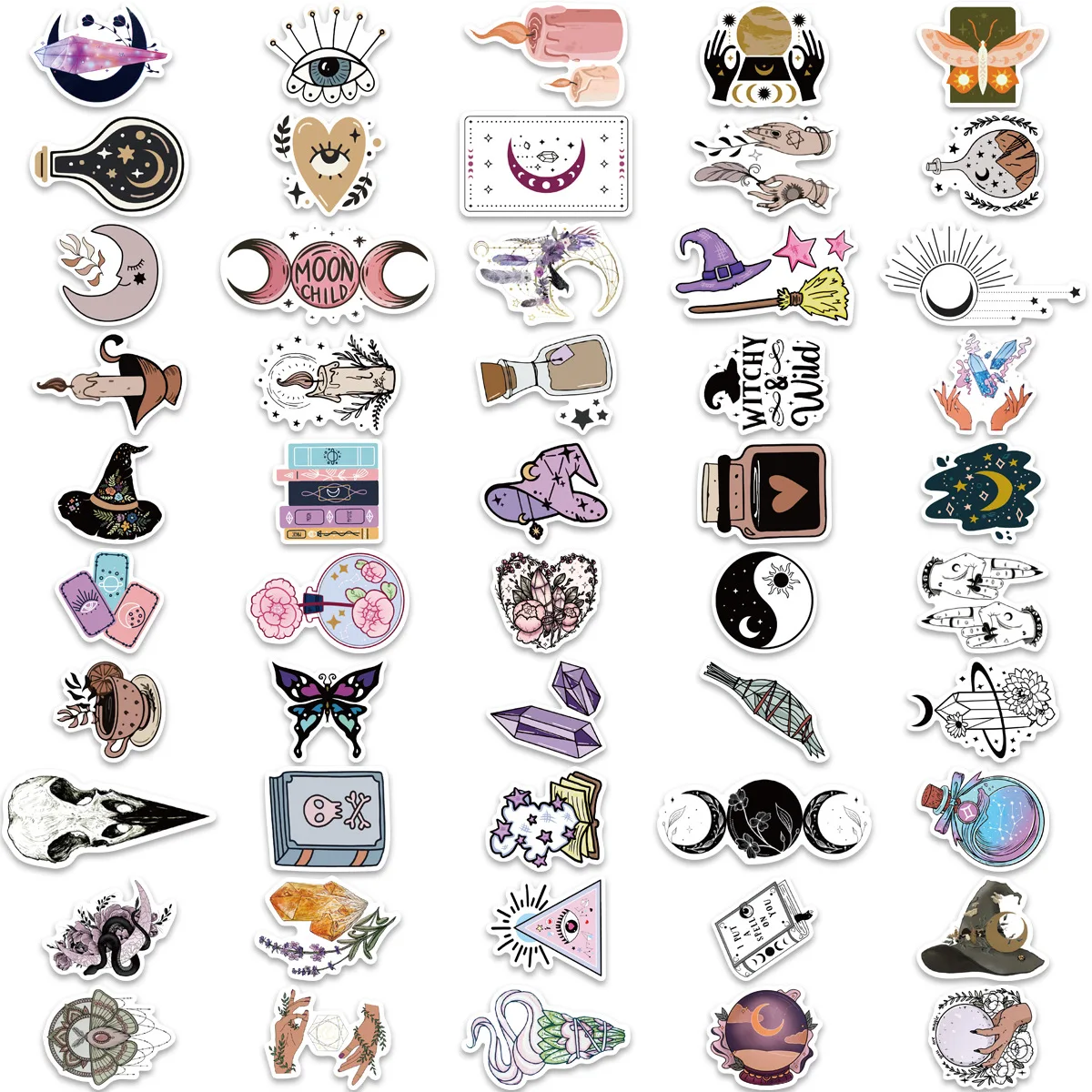 100Pcs Witchy Stickers Cute Magic Witch Stickers Vinyl Waterproof Stickers For Water Bottle Laptop Luggage Skateboard Snowboard