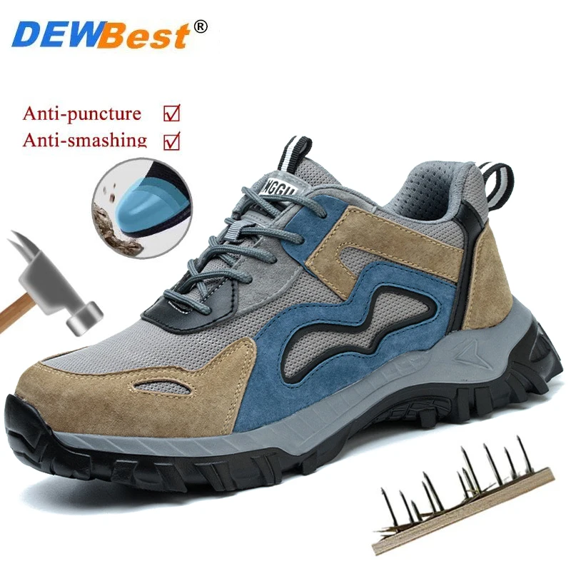 New lightweight comfortable safety shoes men's anti-smash anti-puncture steel head work shoes safety protection wear shoes