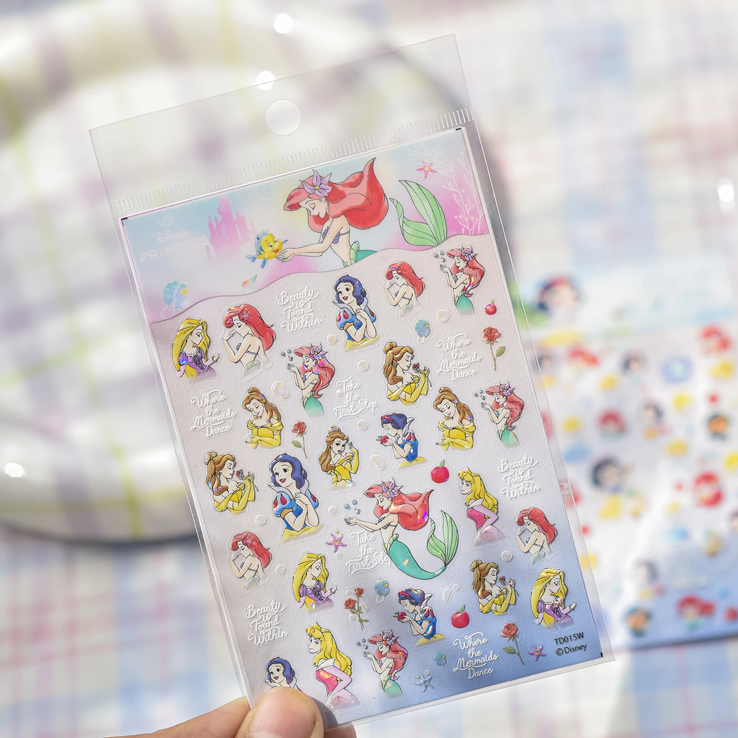 สติ๊กเกอร์ติดเล็บ 5D ลายเจ้าหญิงดิสนีย์น่ารัก ชุดตัวละครจากแอนิเมชั่นดิสนีย์ สำหรับตกแต่งเล็บ