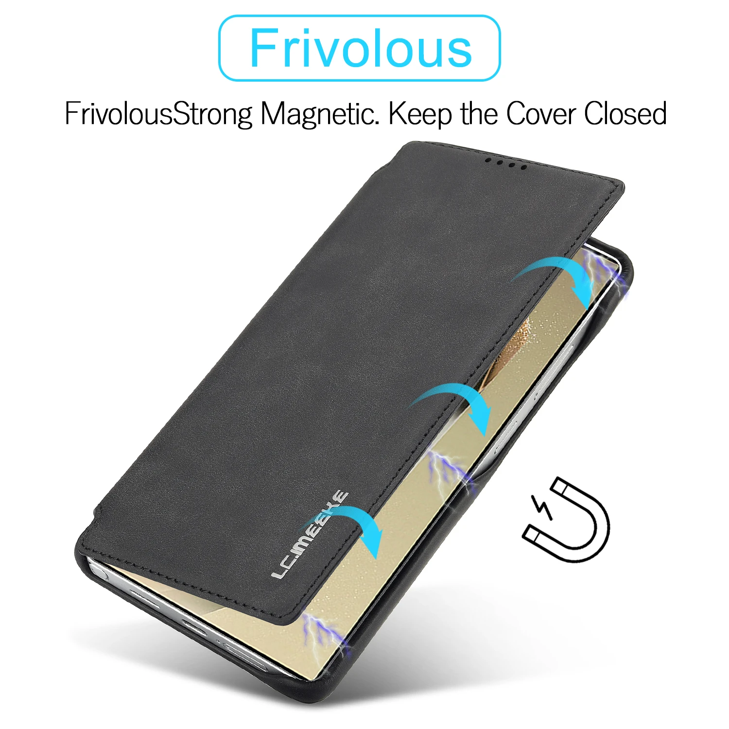LC.IMEEKE For Samsung Galaxy S25+ Case Card Holder Stand Leather Phone Cover - Black