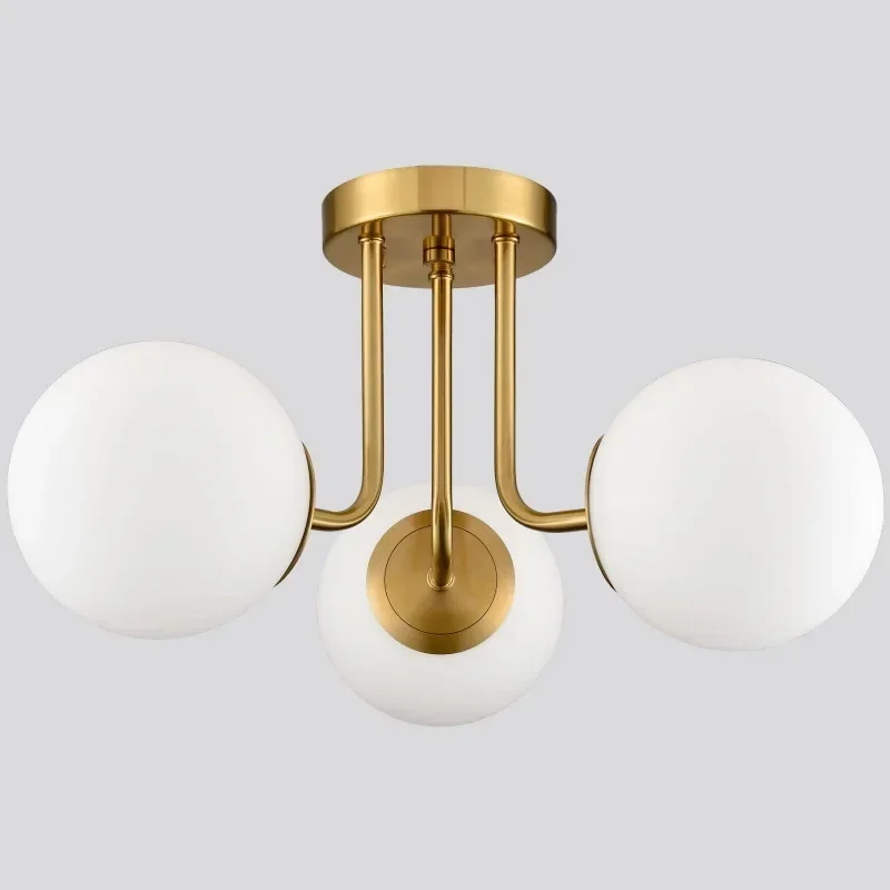 luz de teto esferica nordica abajur de vidro branco semi recesso lampadas de feijao magico dourado luz moderna simples da sala 01