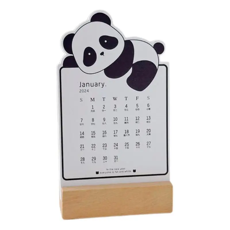 2024 12 Month Animal Calendar Removable Monthly Panda Stand Up Calendar Cute Desk Calendar For Home Classroom 12 Month Table