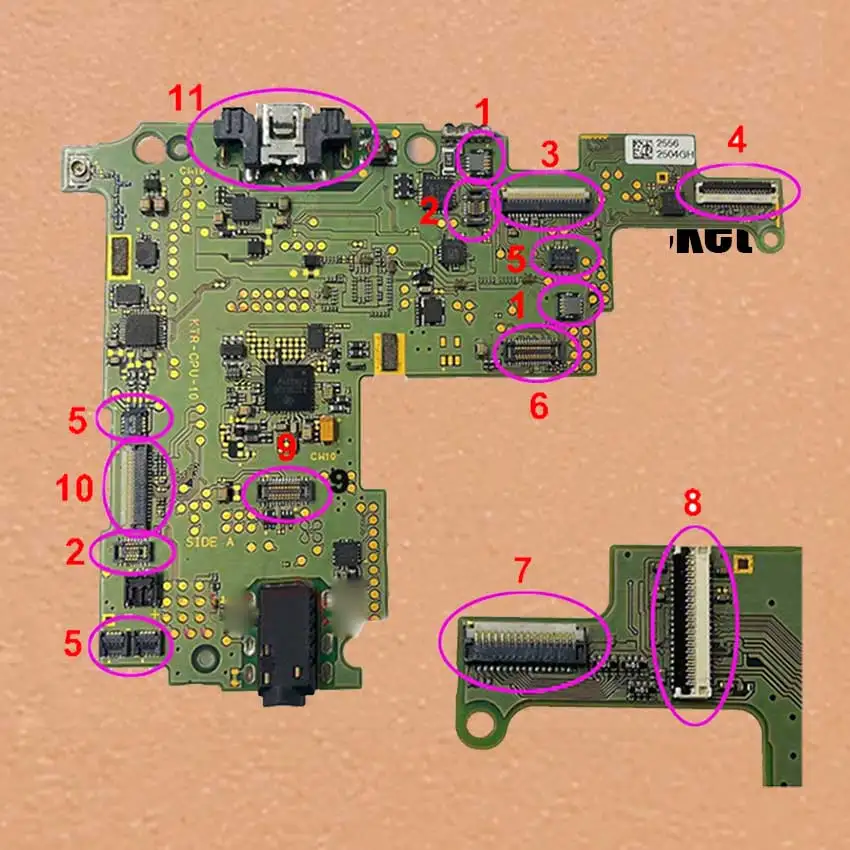 1 pieza para nuevo puerto de carga USB 3DS juego ranura para tarjeta SD bocina enchufe de cámara Joystick táctil botón superior LCD Screem conector FPC