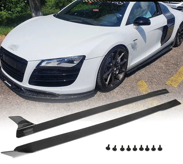 for Audi R8 V8 V10 2Door 2008-2015 Real Carbon Side Skirts Extensions Lip