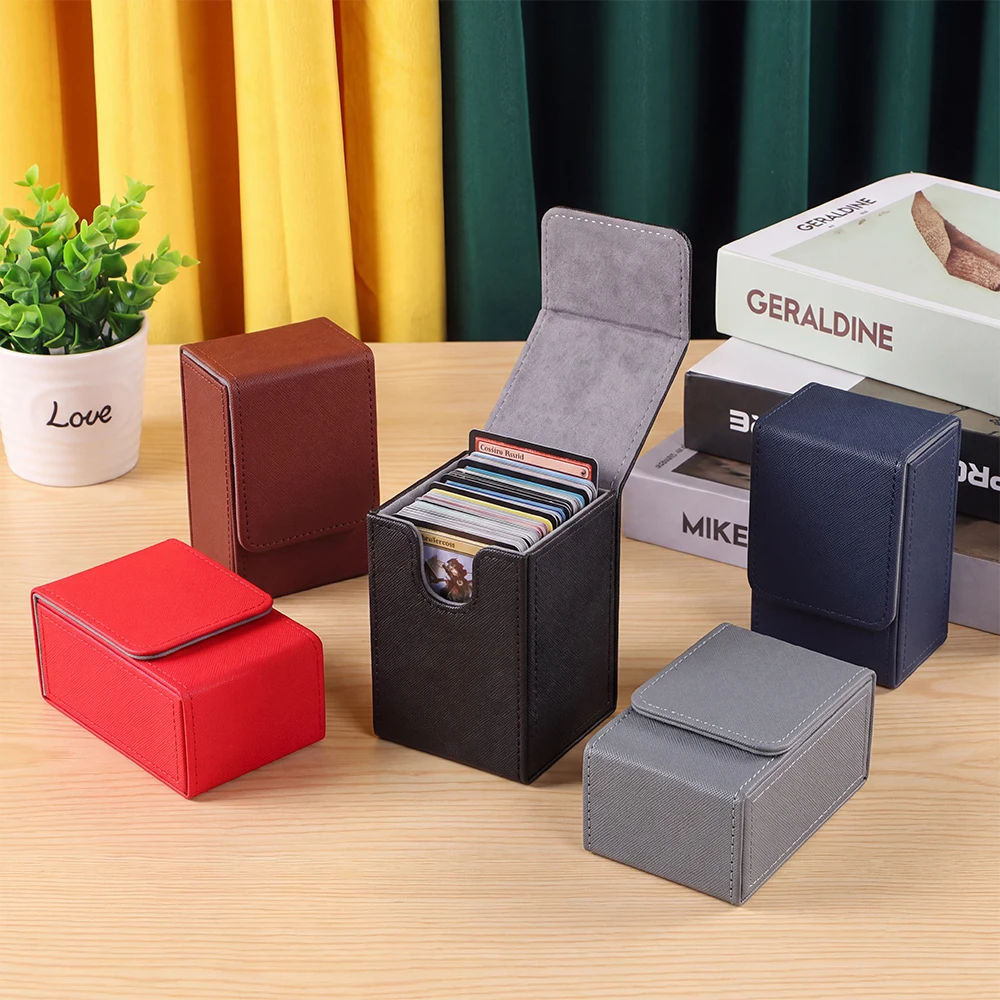 Vertical PU Leather Deck Box Magnetic Flip Large Capacity TCG Trading Card Storage Case Game Card Holder Child Gifts Toy