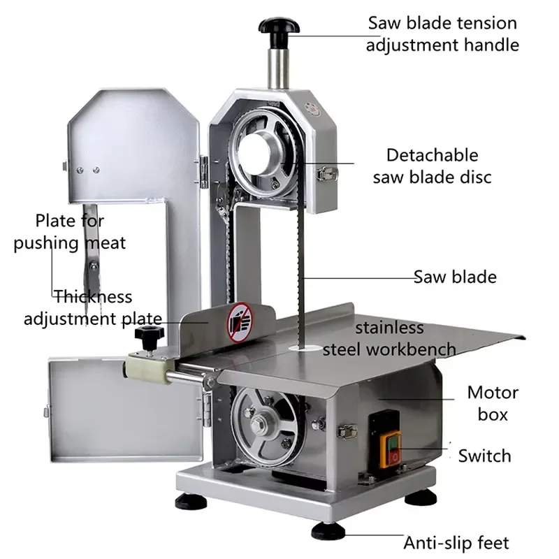 High Effciency Stainless Steel Biro Safety Electric Butcher Fast Cut Frozen Meat Small Standing and Meat Band Saw