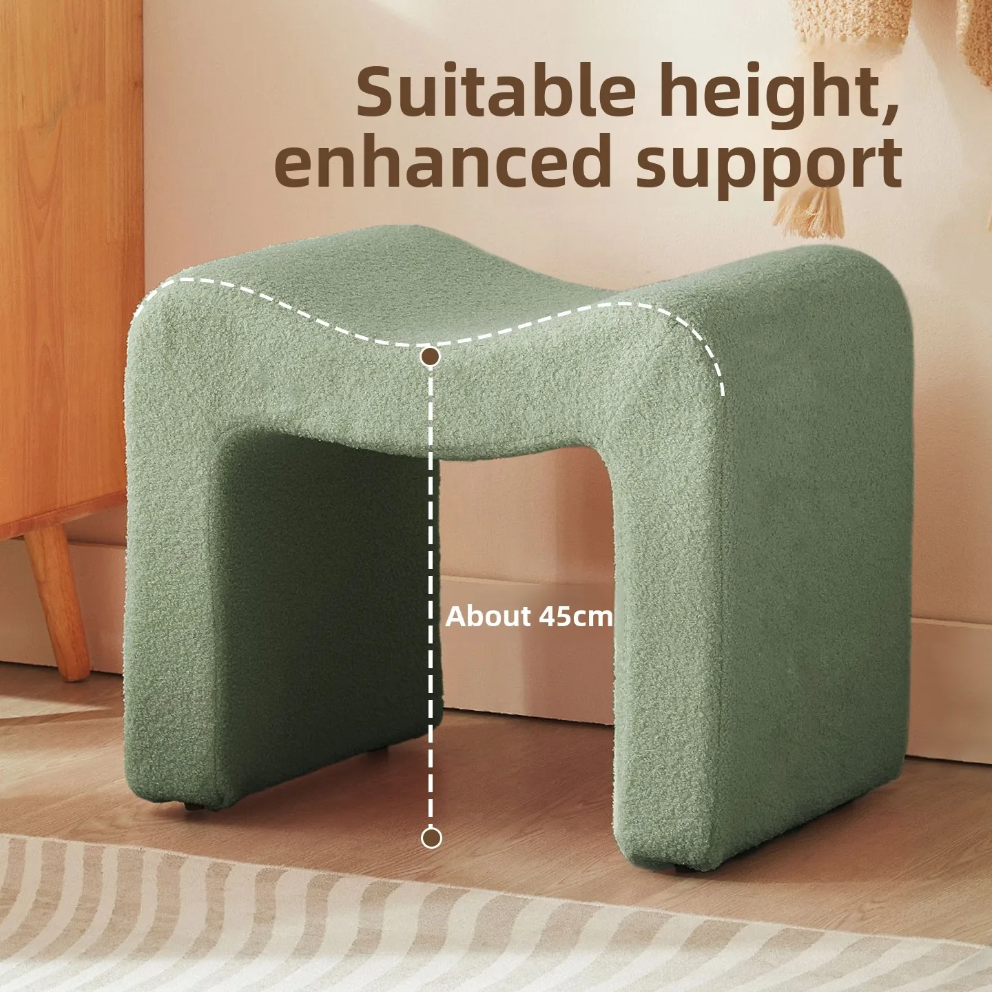 Fabric Shoe-Changing Stool | Modern Minimalist Home Entryway Footstool | Light-Luxury Seating Option Foyer