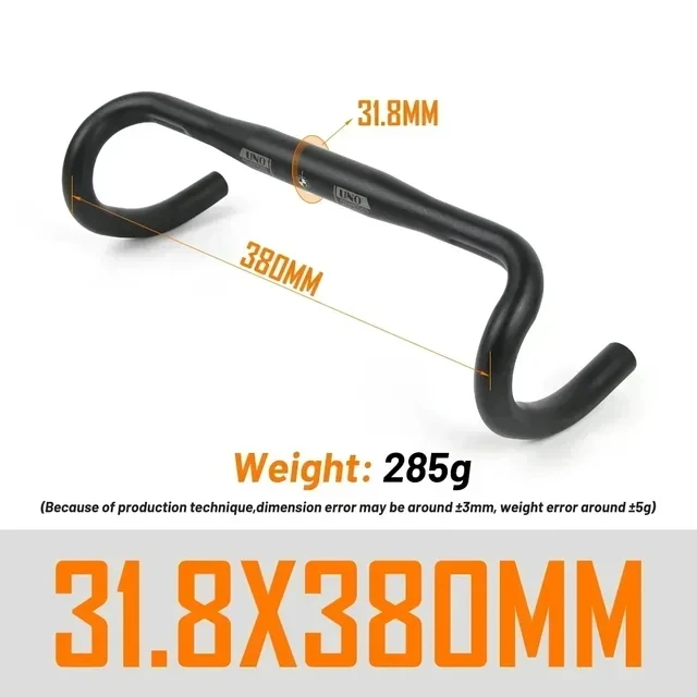UNO UltraLight Racing Road Bike Handlebar Bent Bar 25.4/31.8MM 360/380/400/420/440/460MM 6061 Aluminum Alloy Stem Handlebar image 3