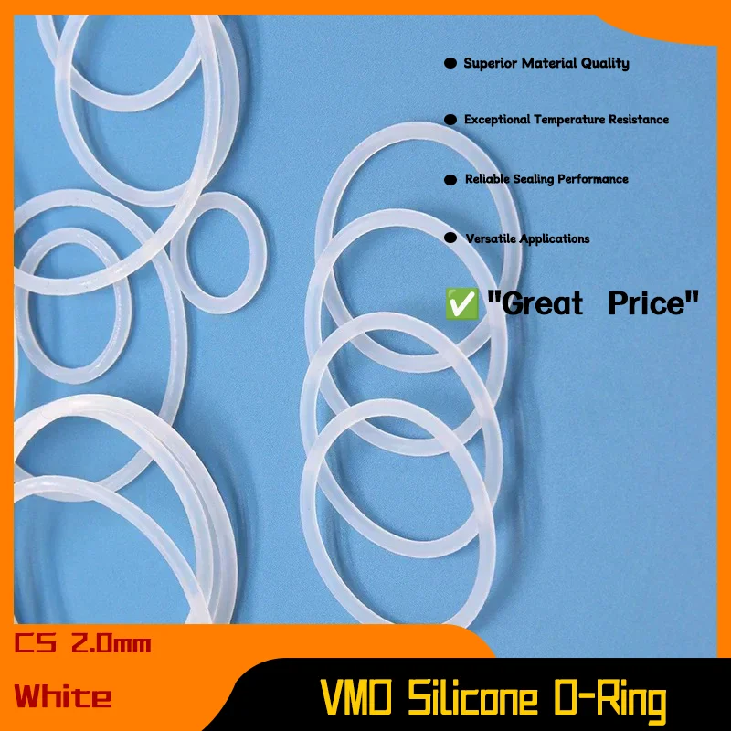 

OD 5mm ~ 100mm Waterproof Washer Round O Shape Silicone Rubber O-ring 10/50pcs White Food Grade VMQ O Ring Gasket CS 2mm