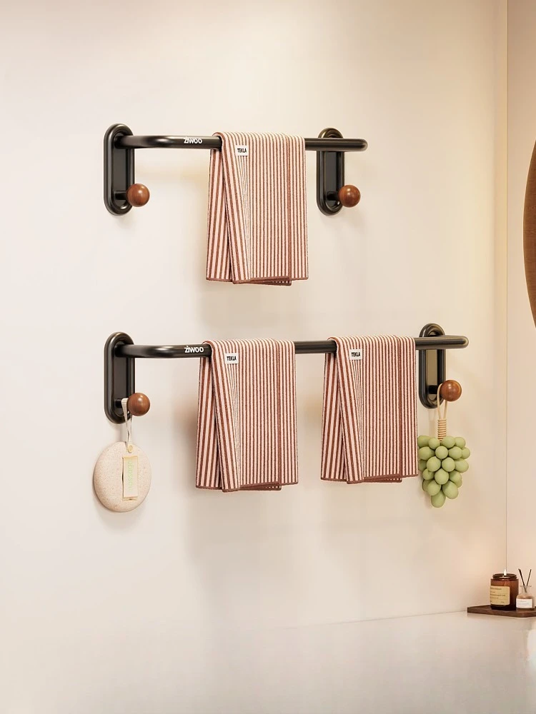 

Настенная вешалка для полотенец, двухъярусная, экономия места, органайзер для ванной комнаты, аксессуары для ванной, полотенцесушитель