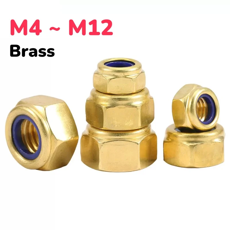 Brass M4 ~ M12 Hex Nylon Insert Lock Nut Hexagon Anti-loosening Nuts
