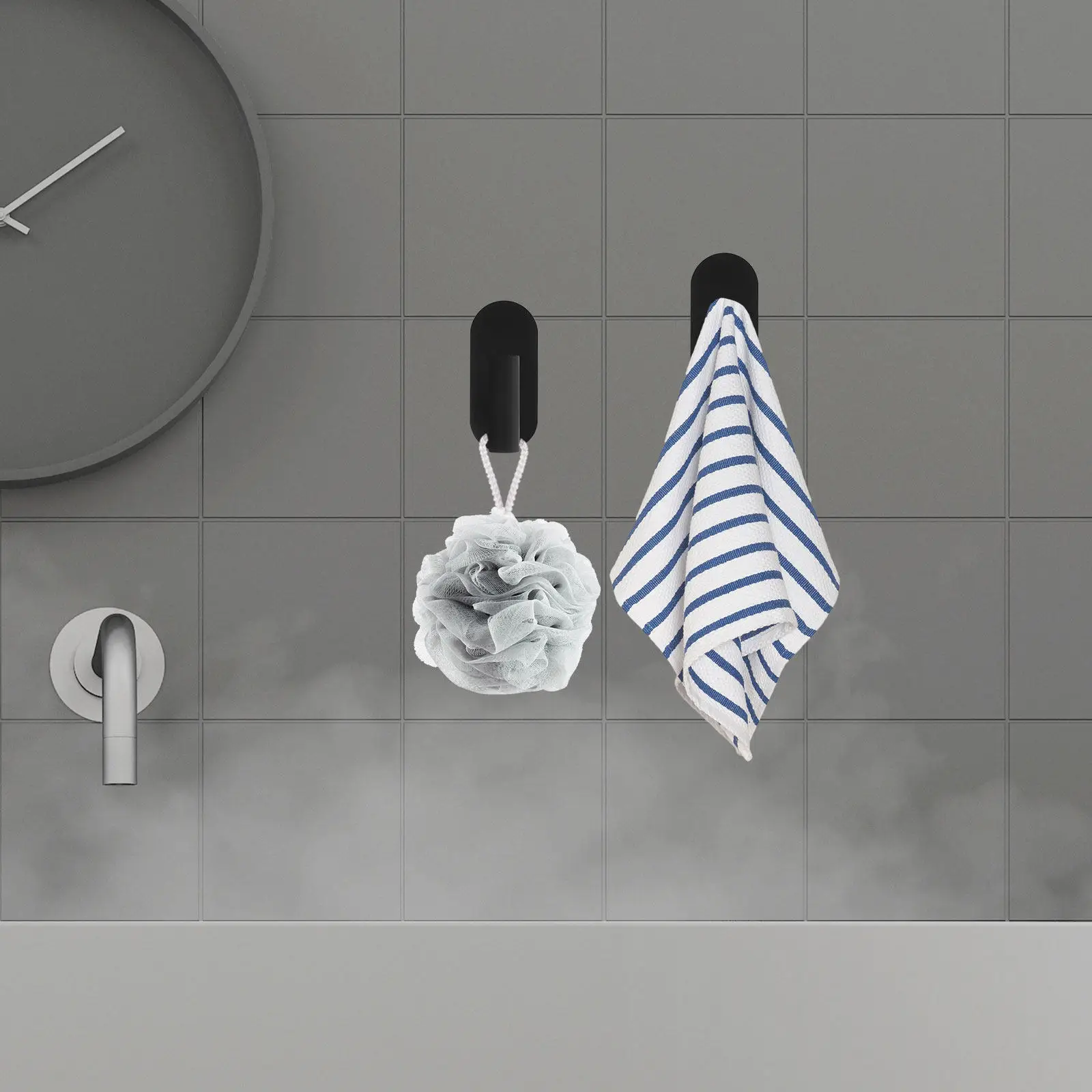 

2Pcs Stainless Steel Adhesive Wall Hook Punch Free Oval Shape Modern Decorative Clothes Hanging Hook for Bathroom Kitchen Towel