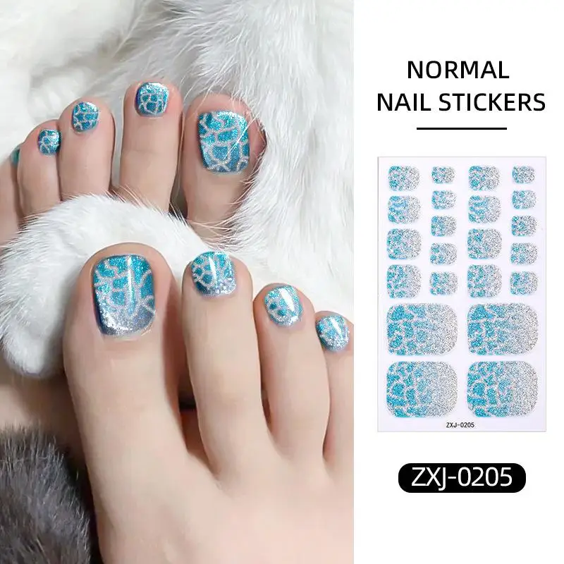 22Tips Glitter Full Cover Cat Eye Effect Gel Nail Wraps Self Adhesive Long Lasting Gel foot Nail Stickers Pedicure Tool