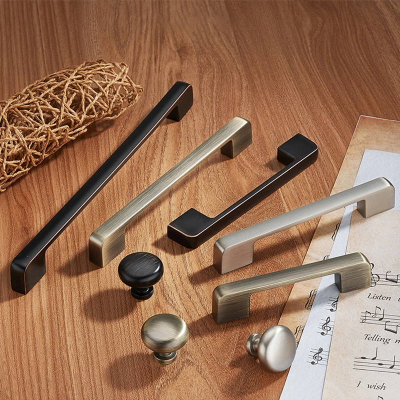 

Zinc Alloy U Shape Round Corner Furniture Door Handles Black Antique Brass Drawer Knobs and Pulls Kitchen Cabinet Handle