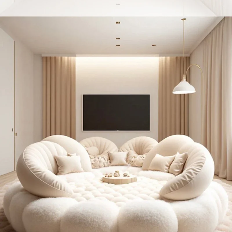 Cream style sofa, double bed B & B 2 meters 4 cream series large round sofa bed 2 meters custom